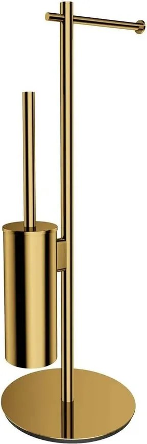 Suport hartie freestanding cu spatiu pentru perie auriu Omnires Modern Project