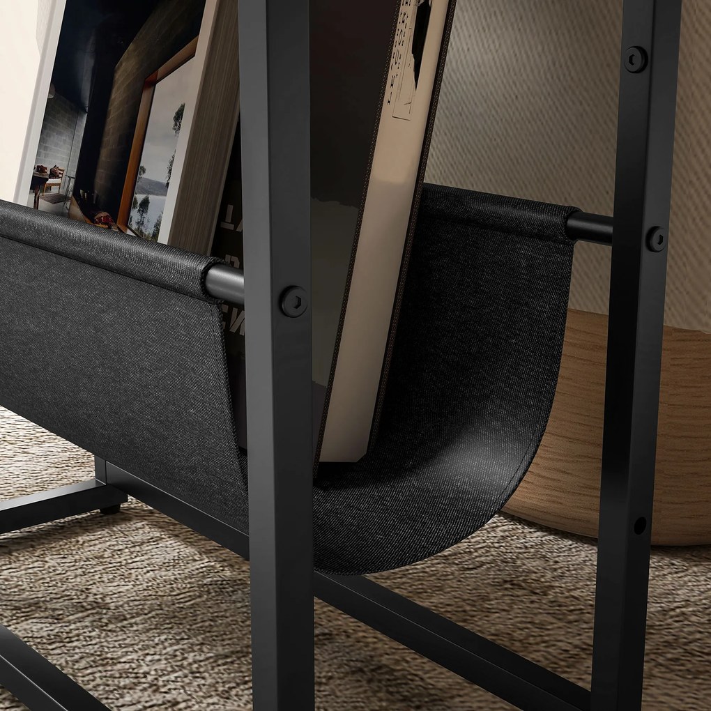 HOMCOM Masa de cafea cu etajeră și suport pentru reviste structură din oțel design industrial - 43l x 18P x 56H cm | Aosom Romania