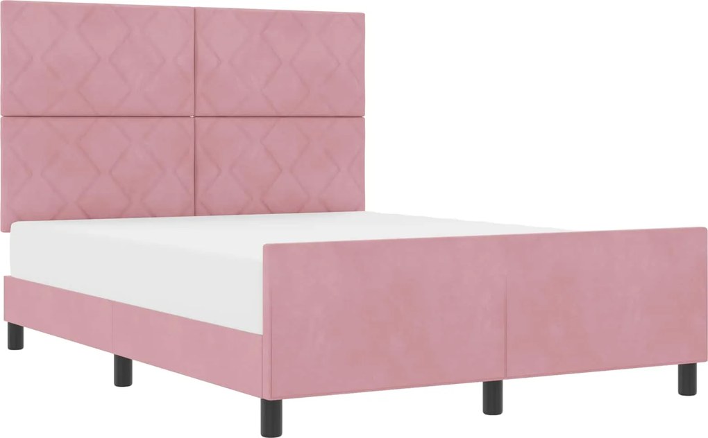 vidaXL Pat cu arcuri cu headboard Roz 160 x 200 cm Catifea