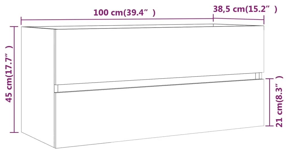 Dulap de chiuveta, sonoma gri, 100x38,5x45 cm, lemn prelucrat sonoma gri, Dulap pentru chiuveta, 1