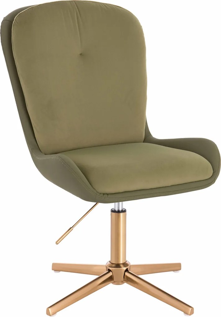 HR690CROSS Scaun Velvet&amp;soft Piele Pu Măsline/Khaki Bază Aurie