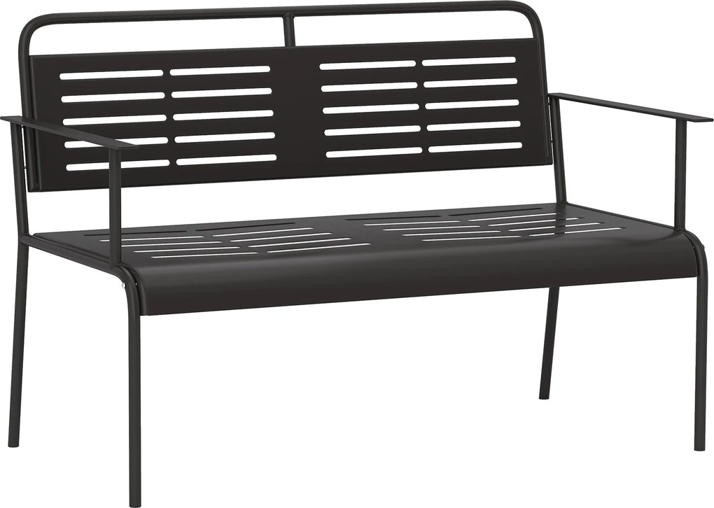 Outsunny -locuri bancă de grădină, rezistentă la intemperii bancă, rezistentă la apă mobilier de grădină cu spătar &amp; Armlehnen 121 x 64 x 84cm, Negru | Aosom Romania
