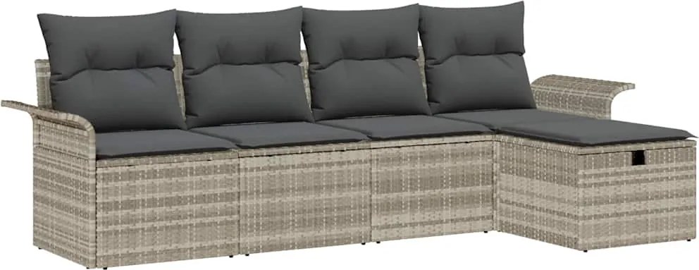 vidaXL Set de canapele pentru grădină 5 pcs Gri deschis poliratan