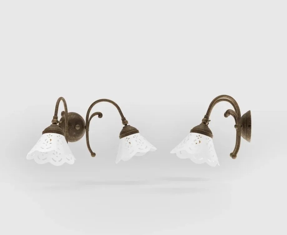 Aplica de perete din alama si abajur ceramic Zefira