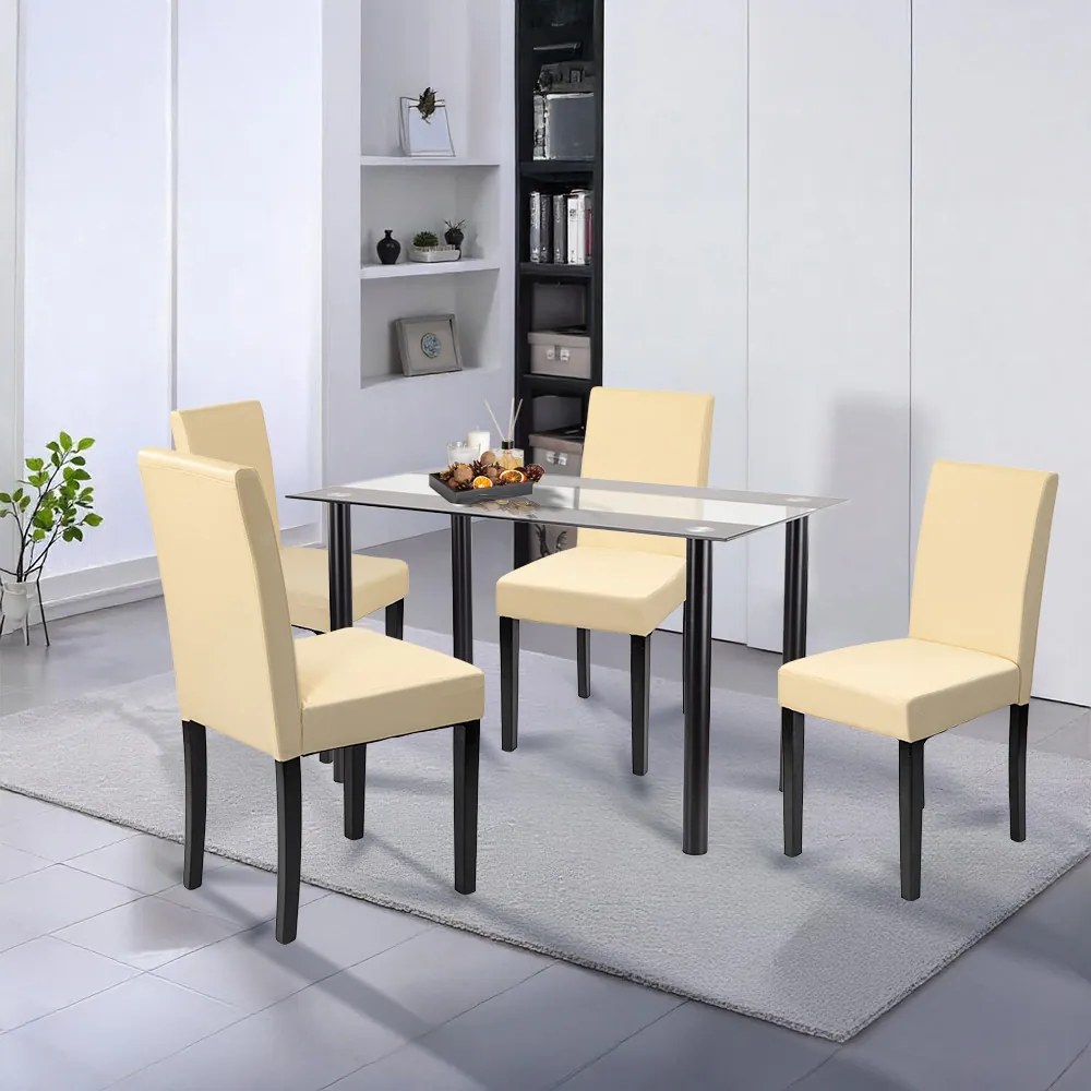 Set de masă Karin 4+1 negru-bej