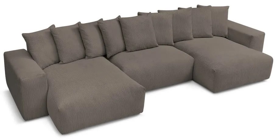 Colțar gri/maro cu tapițerie din catifea reiată Voltaire – Bobochic Paris