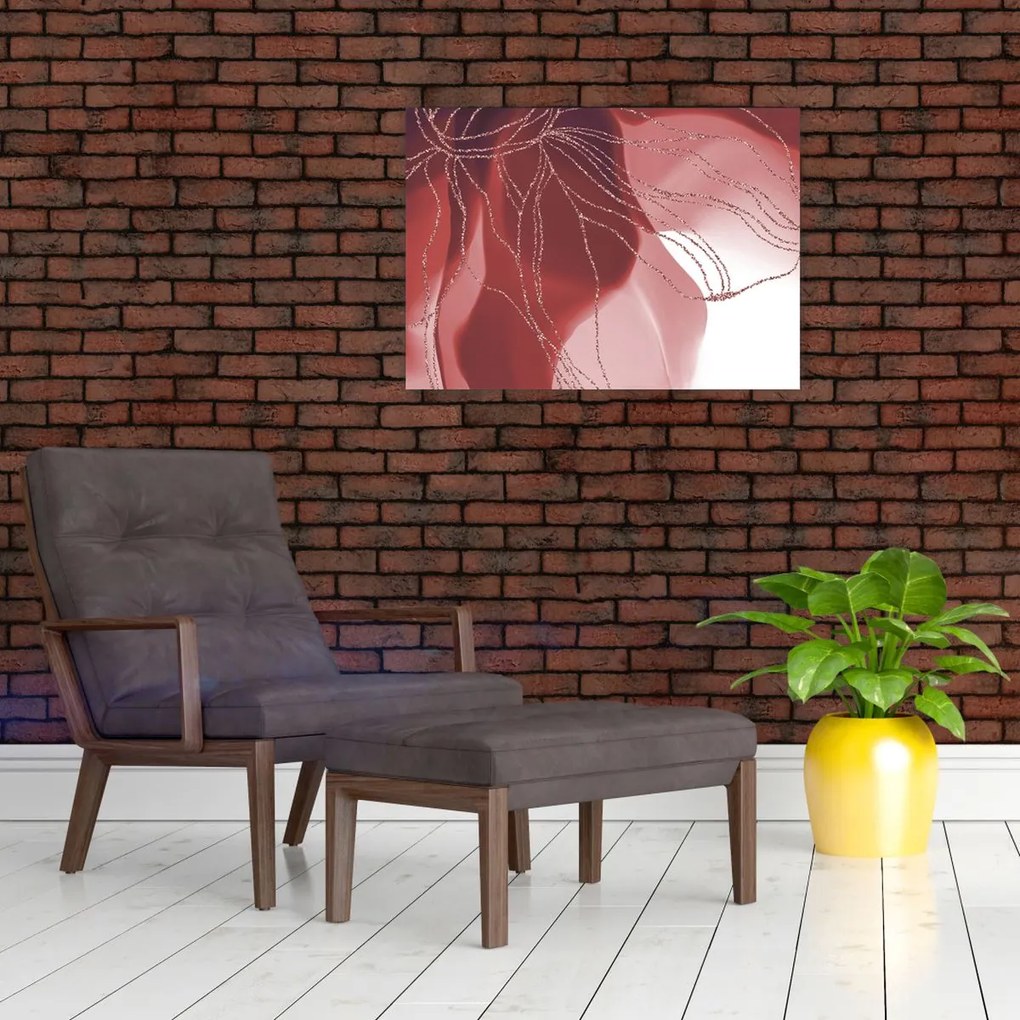 Tablou pe sticlă - Floare abstractă roșie N⁰1 (70x50 cm)