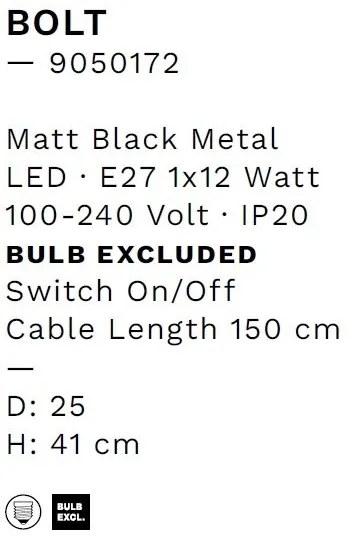 Veioza/Lampa de masa decorativa BOLT negru