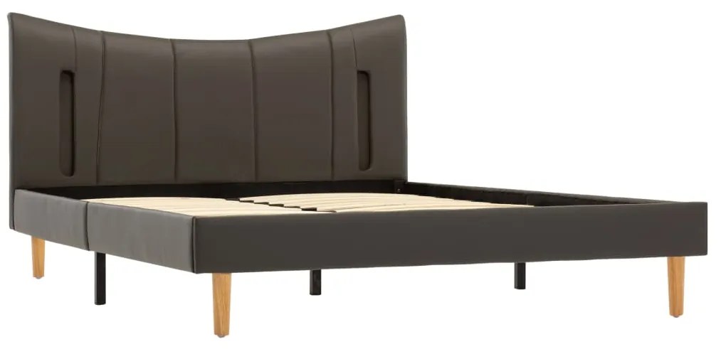 288545 vidaXL Cadru de pat cu LED, antracit, 120 x 200 cm, piele ecologică