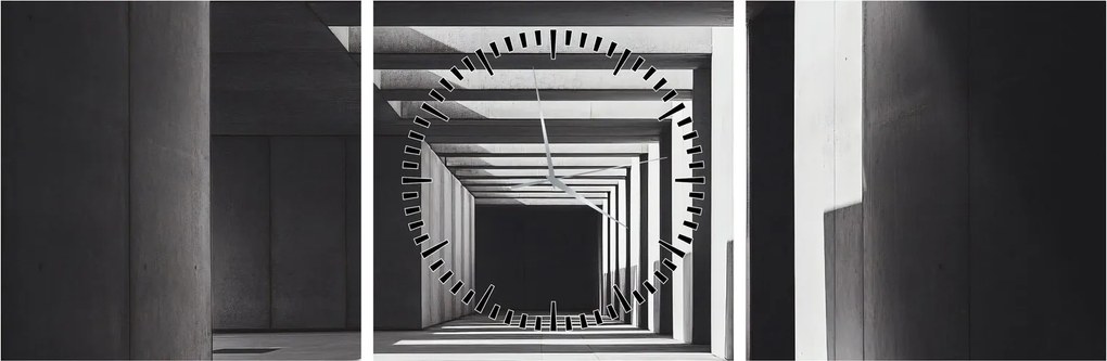 Tablou - Tunel Pătrat (cu ceas) (90x30 cm)