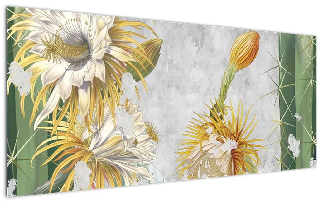 Tablou - Cactuși înfloriți, vintage (120x50 cm)