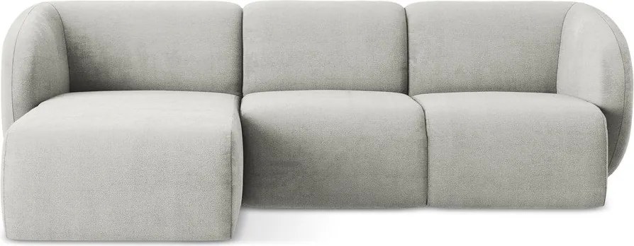 Colțar gri deschis cu tapițerie din chenille (cu colț pe partea stângă/cu șezlong) Lani – Makamii