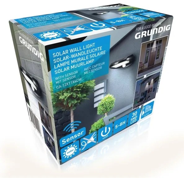Grundig - Set 2x LED lampă solară de perete cu senzor LED/3,2V 600 mAh