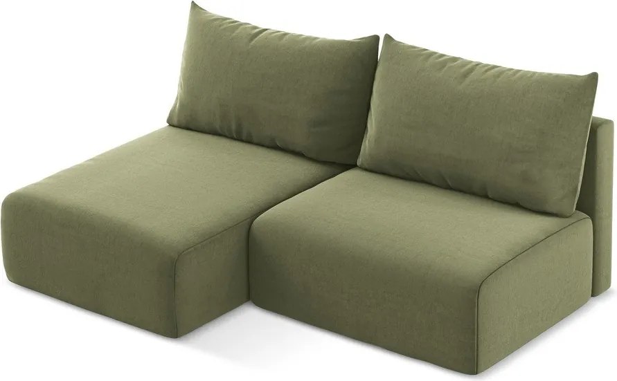 Colțar verde extensibil/cu spațiu de depozitare cu tapițerie din catifea (cu colț pe partea stângă/cu șezlong) Kalena – Makamii