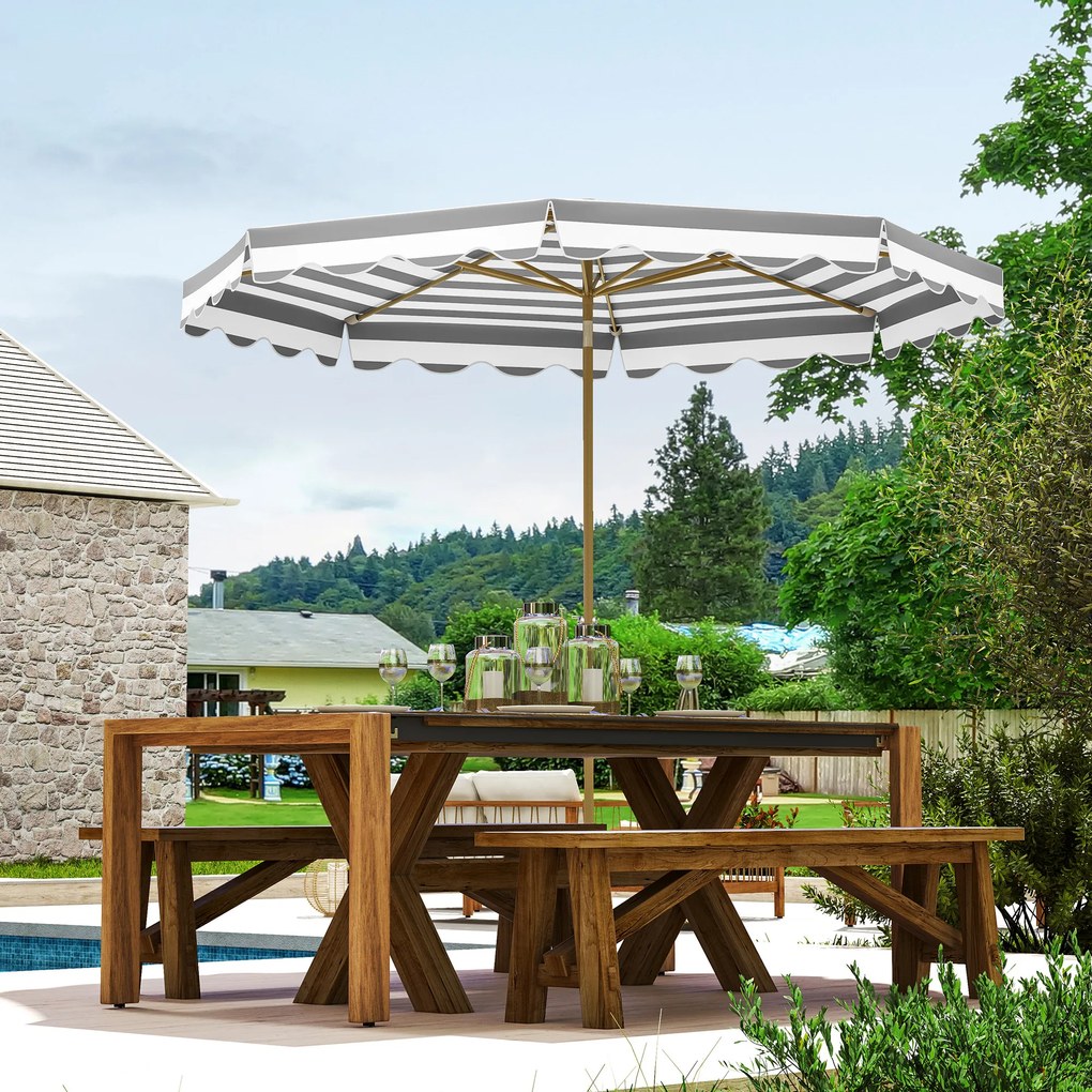 Outsunny Umbrelă de gradina exterioară umbrelă înclinabilă octogonală cu manivelă material 180 g/m² Ø 2,7 x 2,4 m gri deschis | Aosom Romania