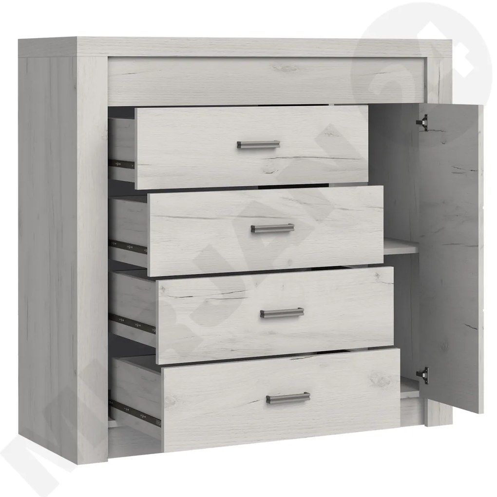 Comodă Nadenas N17 (Stejar craft Alb) (cu iluminat LED). 1103654