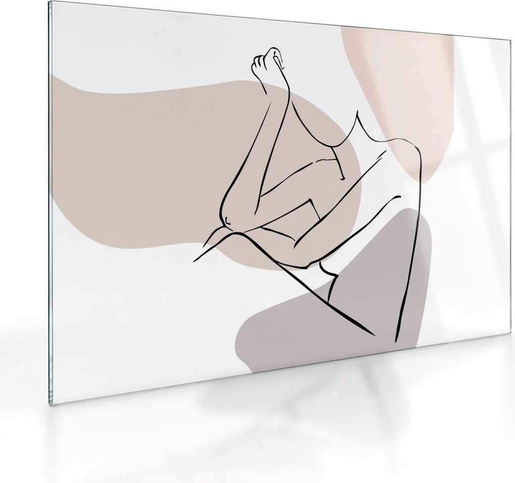 Tablou pe sticlă - Femeie corp linie de artă N⁰1 (70x50 cm)