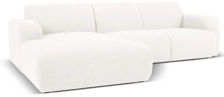 Colțar alb cu tapițerie din stofă bouclé (colț stânga) Molino – Micadoni Home