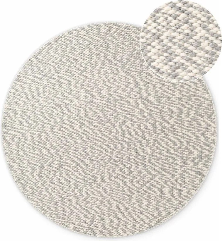 Covor gri deschis/crem țesut manual rotund din lână ø 160 cm Lyon Beans – Elle Decoration