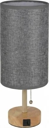 Brilagi - Lampă de masă TABLON cu port USB, 1xE27/25W/230V, stejar/bej/gri