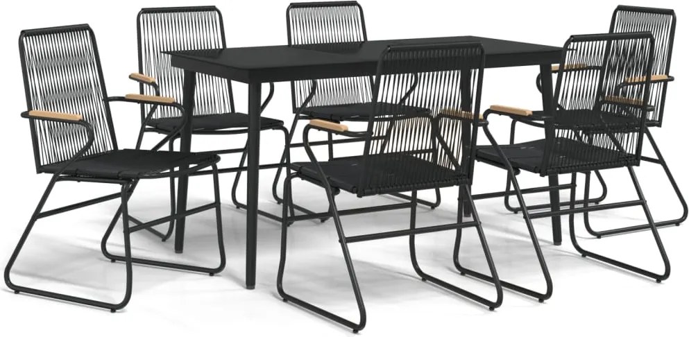 vidaXL Set mobilier de grădină, 7 piese, negru, ratan PVC