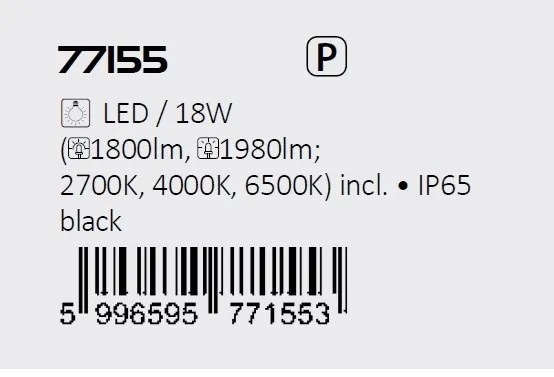 Aplica LED iluminat exterior ambiental, Protectie IP65 Urfa II negru