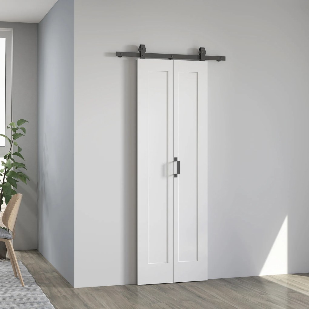 HOMCOM Ușă Glisantă Pliabilă 70x210 cm, Ușă Pliabilă Tip Portofel cu Mâner și Suprafață Vopsibilă, Alb | Aosom Romania