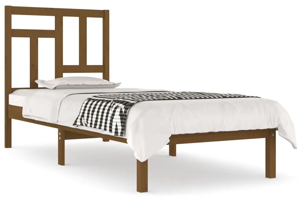 3104511 vidaXL Cadru de pat single, maro miere, 90x190 cm, lemn masiv de pin