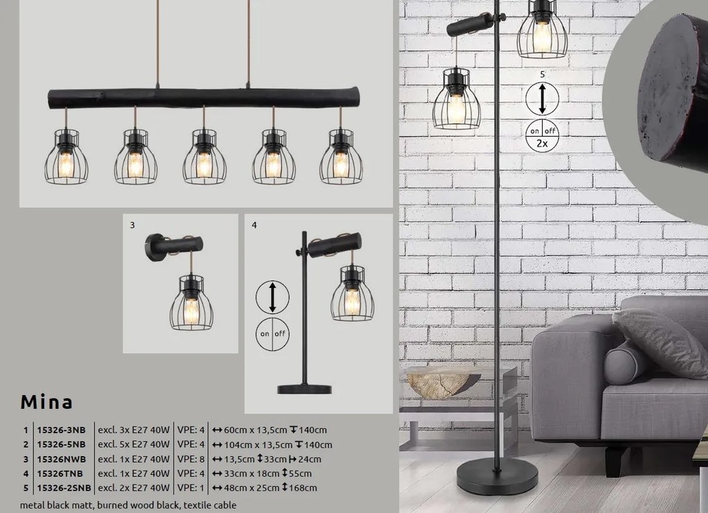 Veioza / Lampa de masa stil natural minimalist MINA