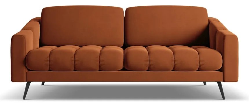 Canapea portocalie cu tapițerie din catifea 202 cm Nalu – Makamii