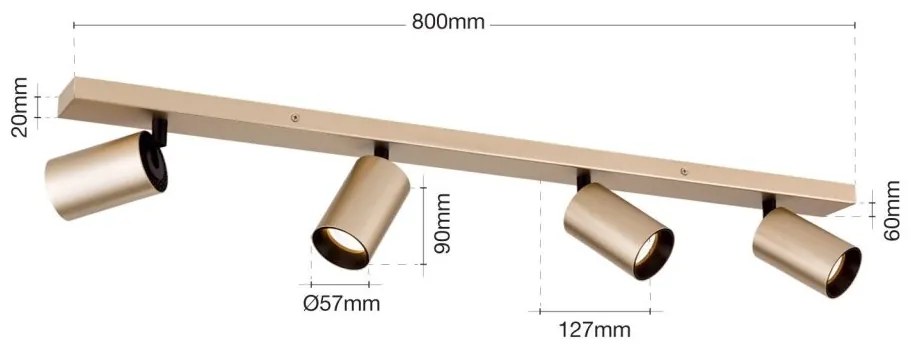 Aplica de perete/tavan cu Spoturi stil minimalist modern SEAN 4L auriu