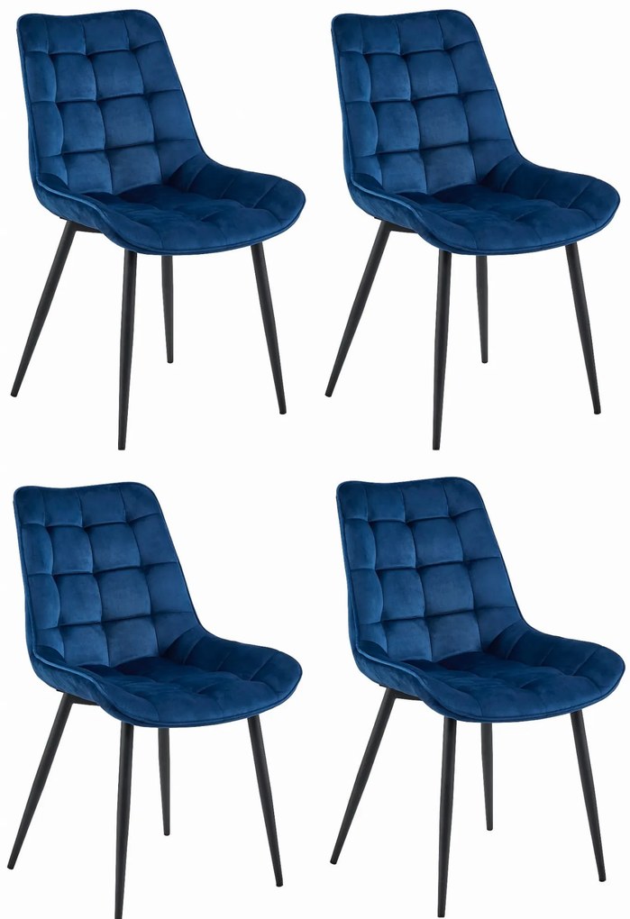 Set 4 Scaune Bucatarie/Dining Joy Albastre Catifea
