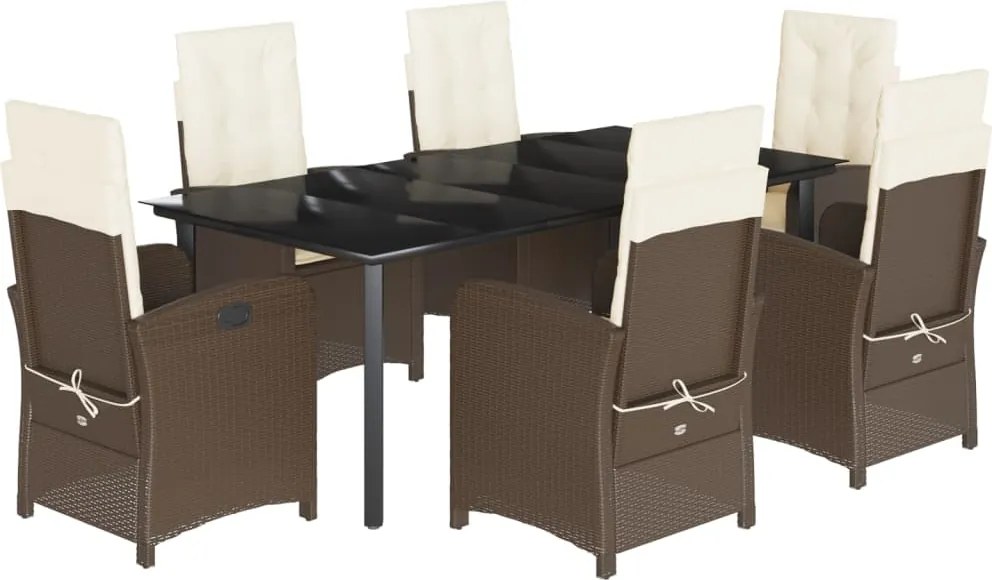 vidaXL Set mobilier de grădină cu perne, 7 piese, maro, poliratan
