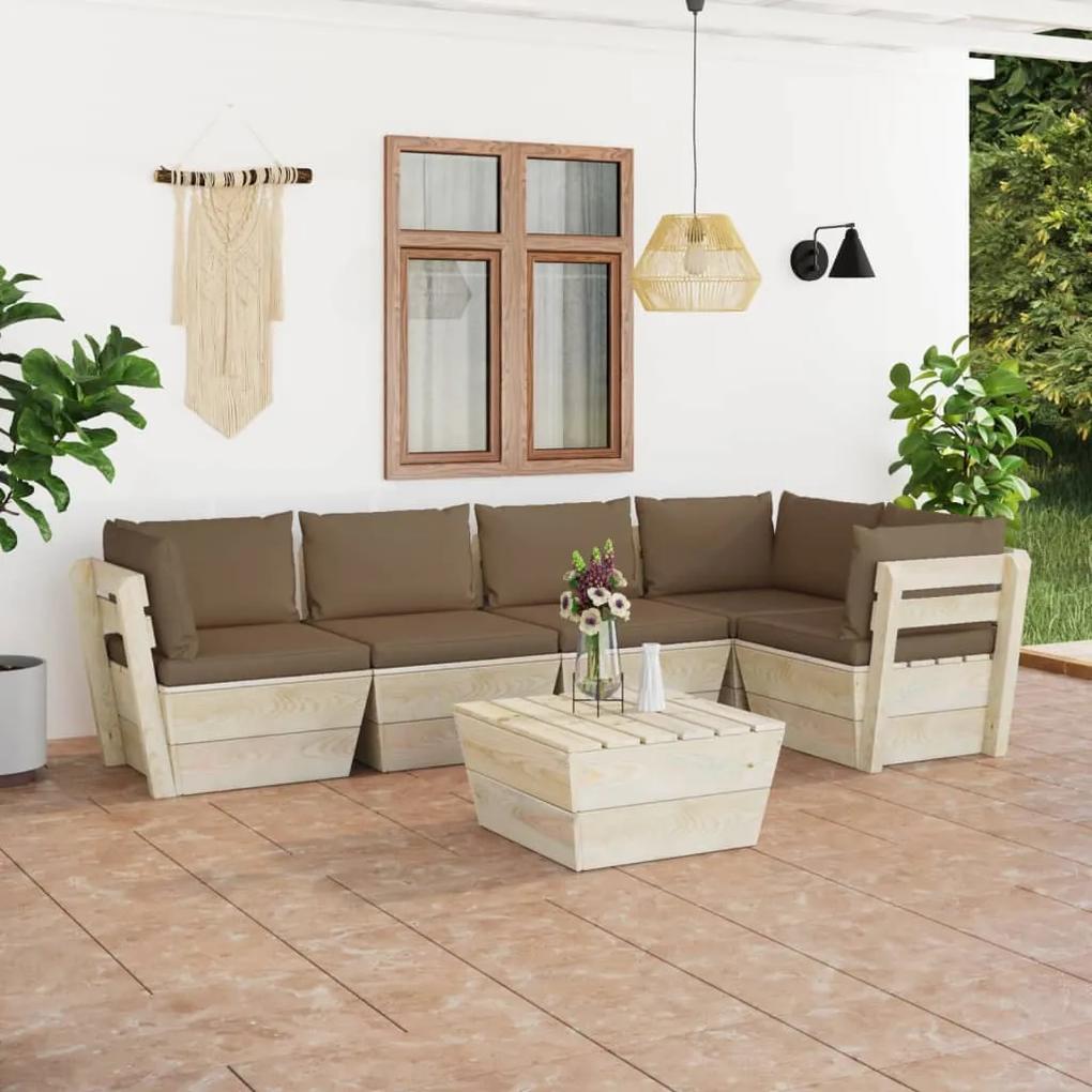 3063572 vidaXL Set mobilier grădină din paleți cu perne, 6 piese, lemn molid