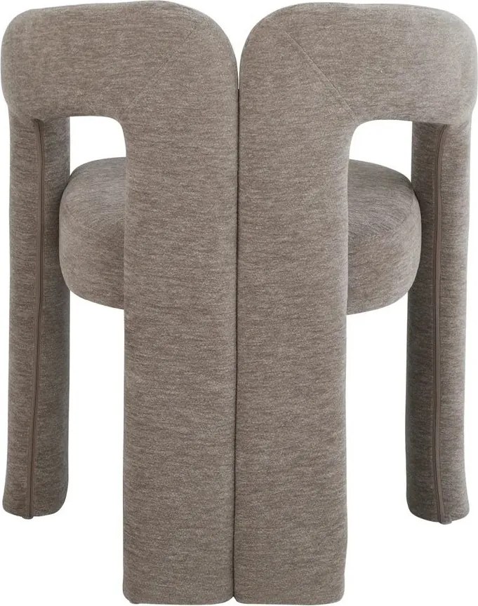 Scaun cu design sculptural tesatura chenille greige ARCH