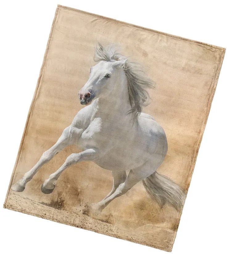 Pătură din microfibră BedTex Cal alb, 130 x 160 cm