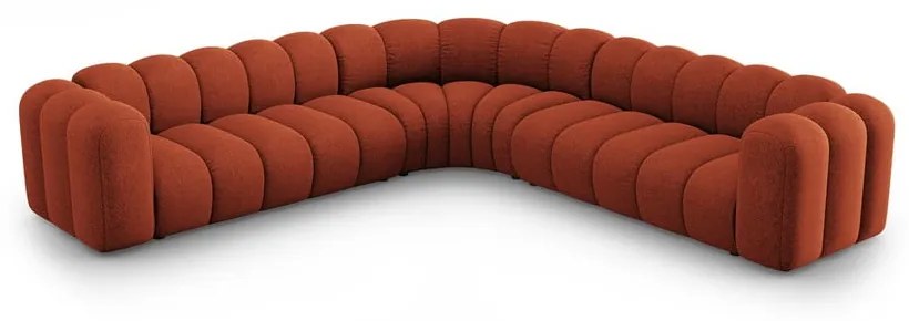 Colțar modular cărămiziu cu tapițerie din chenille Lupine – Micadoni