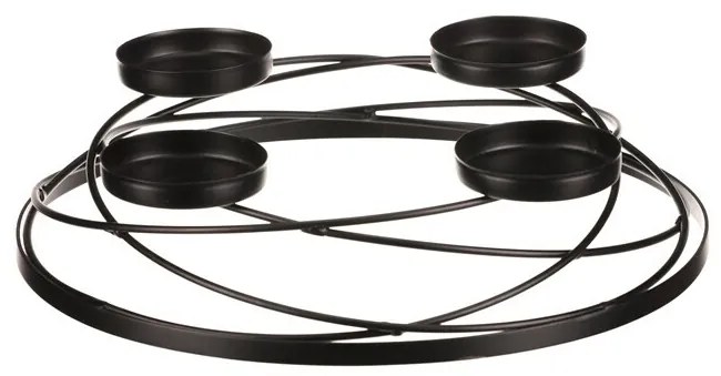 Sfeșnic metalic de Advent, negru, diametru 35 cm