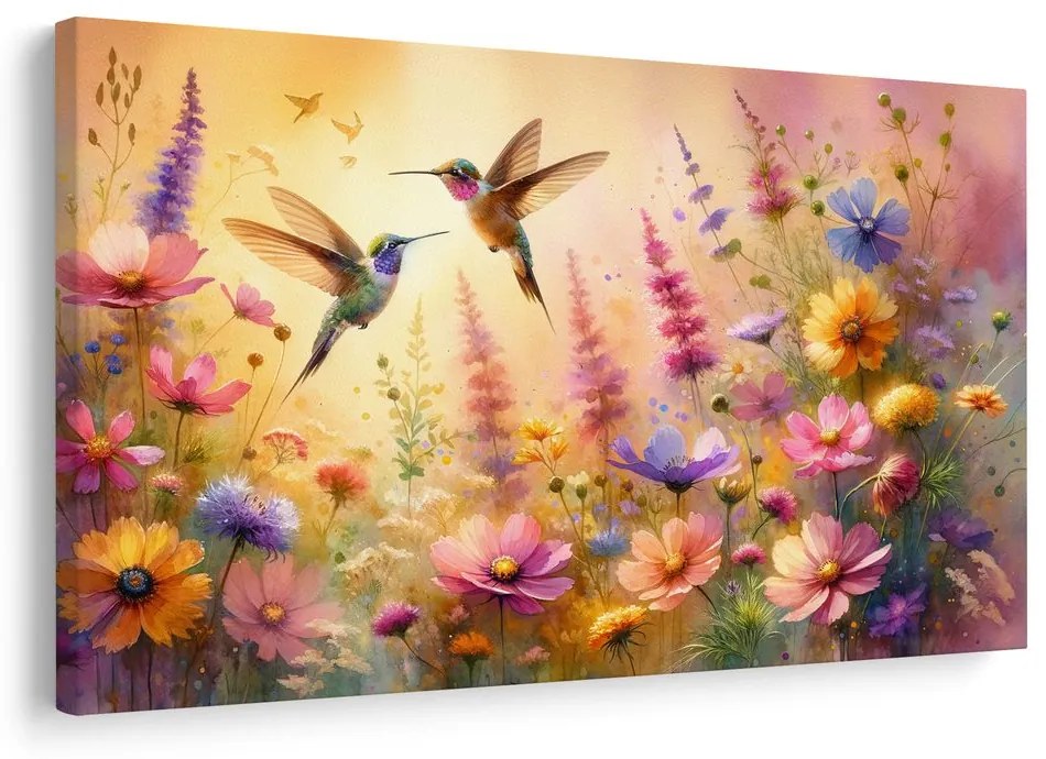 Tablou colibri și flori