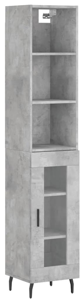 3189913 vidaXL Dulap înalt, gri beton, 34,5x34x180 cm, lemn prelucrat