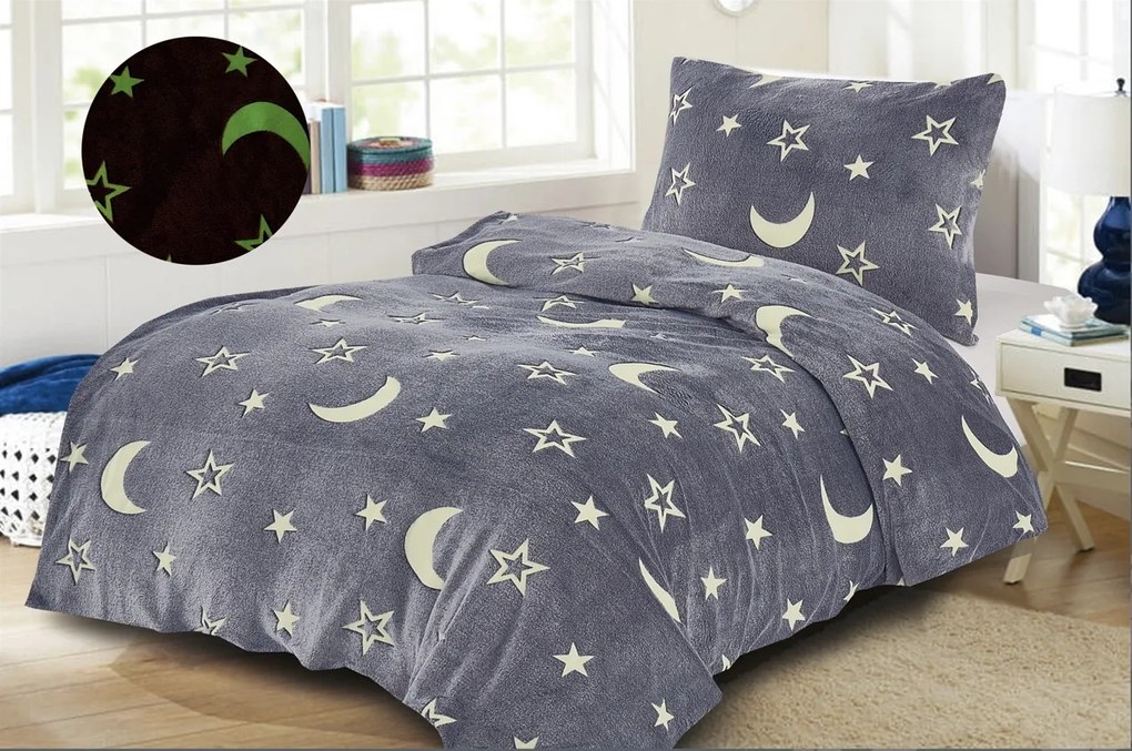 Lenjerie cocolino luminoasa BIG MOON gri Dimensiune lenjerie de pat: 70 x 90 cm | 140 x 200 cm