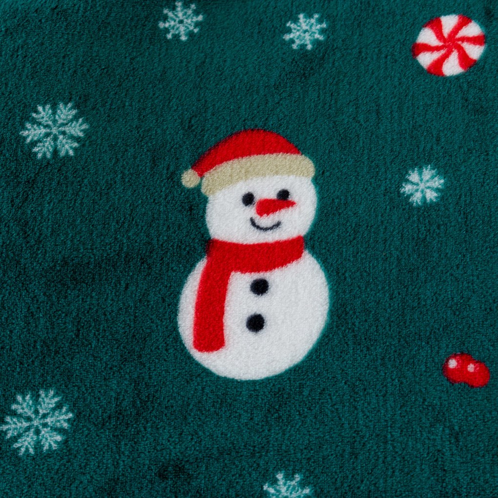 Patura microplus de Craciun SNOWMAN AND GINGERBREAD verde Dimensiuni: 150 x 200 cm