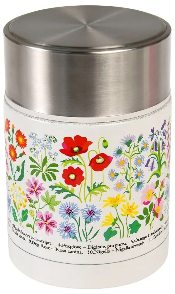 Termos crem-argintiu pentru mâncare, pentru copii 450 ml Wild Flowers – Rex London