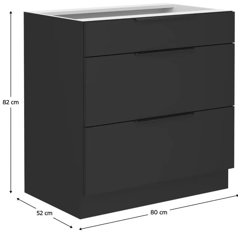 Dulap de bucătarie inferior Sobera 80 D 3S BB (negru). 1096981