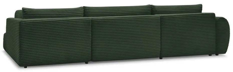 Colțar verde închis extensibil/cu spațiu de depozitare cu tapițerie din catifea reiată (cu colț pe partea dreaptă/în formă de "U") Lucien – Bobochic Paris