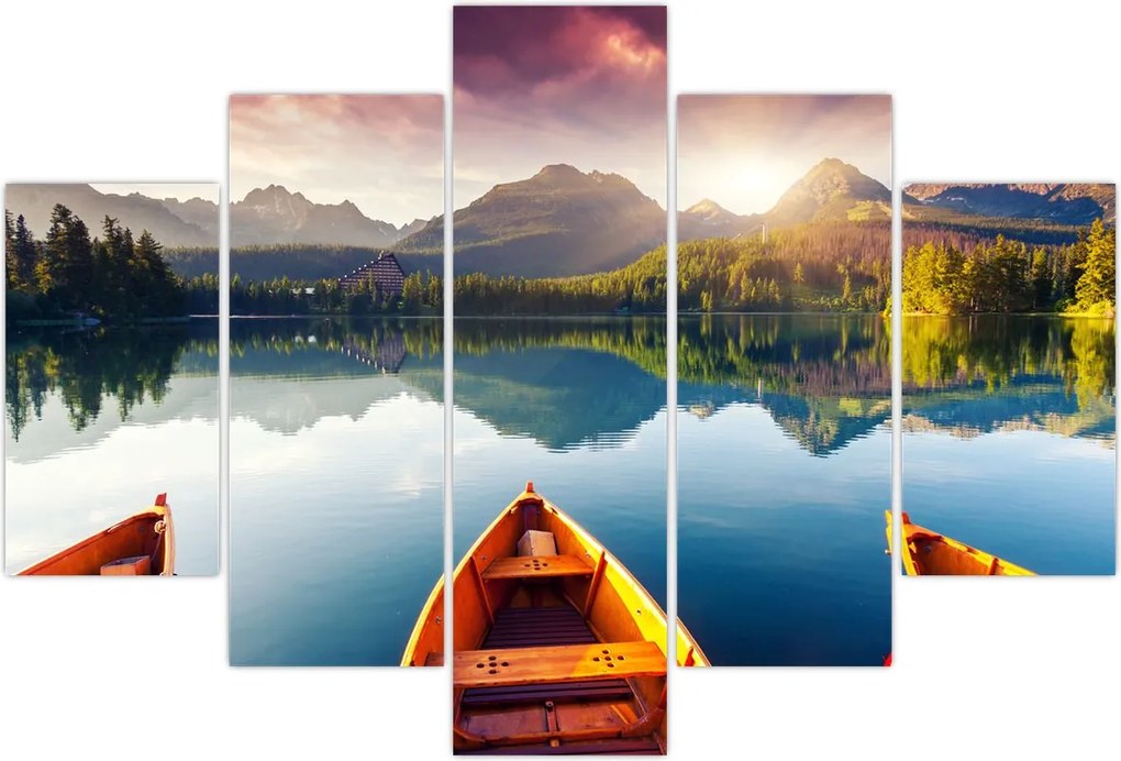 Tablou - Lac cu bărci (150x105 cm)
