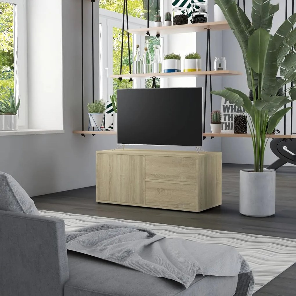 vidaXL Dulap TV, stejar sonoma, 80x34x36 cm, lemn prelucrat