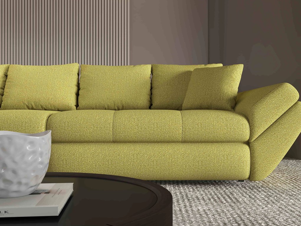 Canapea extensibilă dumonde cu ladă de depozitare si sezut confortabil din spuma high-density, Loana Enjoy Verde 300x100 cm