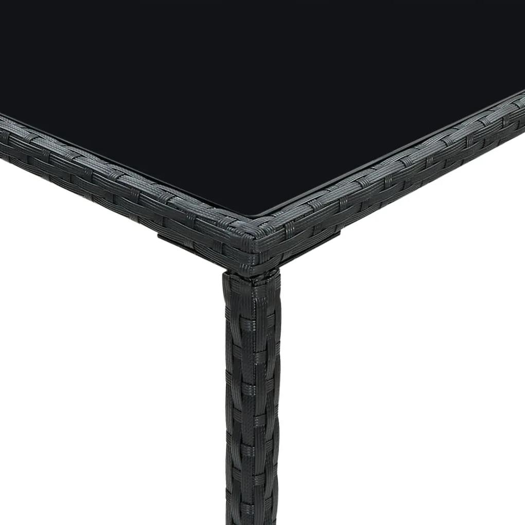 Masa de bar de gradina, negru, 70x70x110cm, poliratan si sticla 1, Negru, 70 x 70 x 110 cm