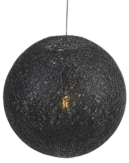 Lampă suspendată country negru 60 cm - Corda